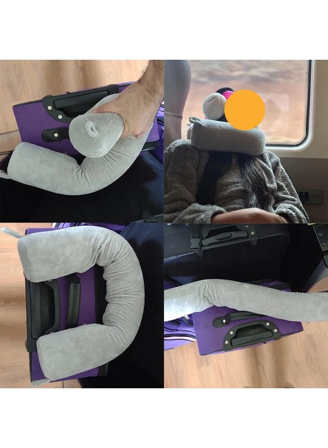 Gray Adjustable Bendable Roll Pillow Light Flexible Travel Neck Pillow for Airplane Car Train - Image 2